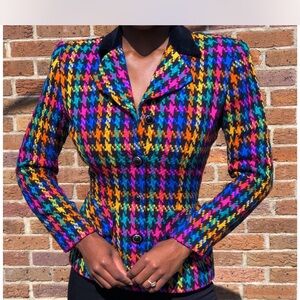 Vintage Multicolor Houndstooth Women's Jacket